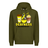 Army Green deafness awareness coffee cups Premium Hoodie - Artiststas