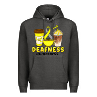 Charcoal Heather deafness awareness coffee cups Premium Hoodie - Artiststas