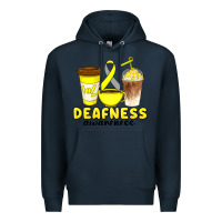 Navy deafness awareness coffee cups Premium Hoodie - Artiststas