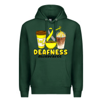 Sports Green deafness awareness coffee cups Premium Hoodie - Artiststas
