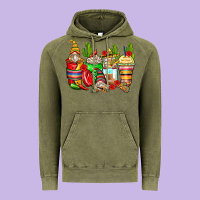 Mexican Gnomes Coffee Cups Vintage Hoodie Designed By Zillion Design Studio