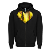 Black softball heart Zipper Hoodie - LillyAllenDesigns