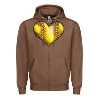 Chestnut softball heart Zipper Hoodie - LillyAllenDesigns