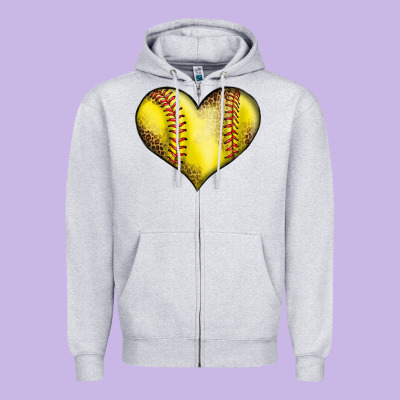 Softball Heart Zipper Hoodie Designed By Lillyallendesigns