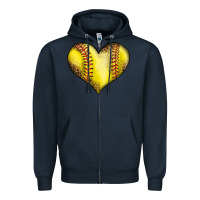 Navy softball heart Zipper Hoodie - LillyAllenDesigns