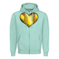 Seafoam softball heart Zipper Hoodie - LillyAllenDesigns