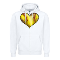 White softball heart Zipper Hoodie - LillyAllenDesigns