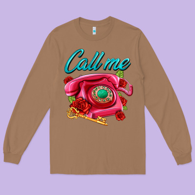 Call Me Roses And Pink Telephone Long Sleeve Tee Designed By Adodesignshop