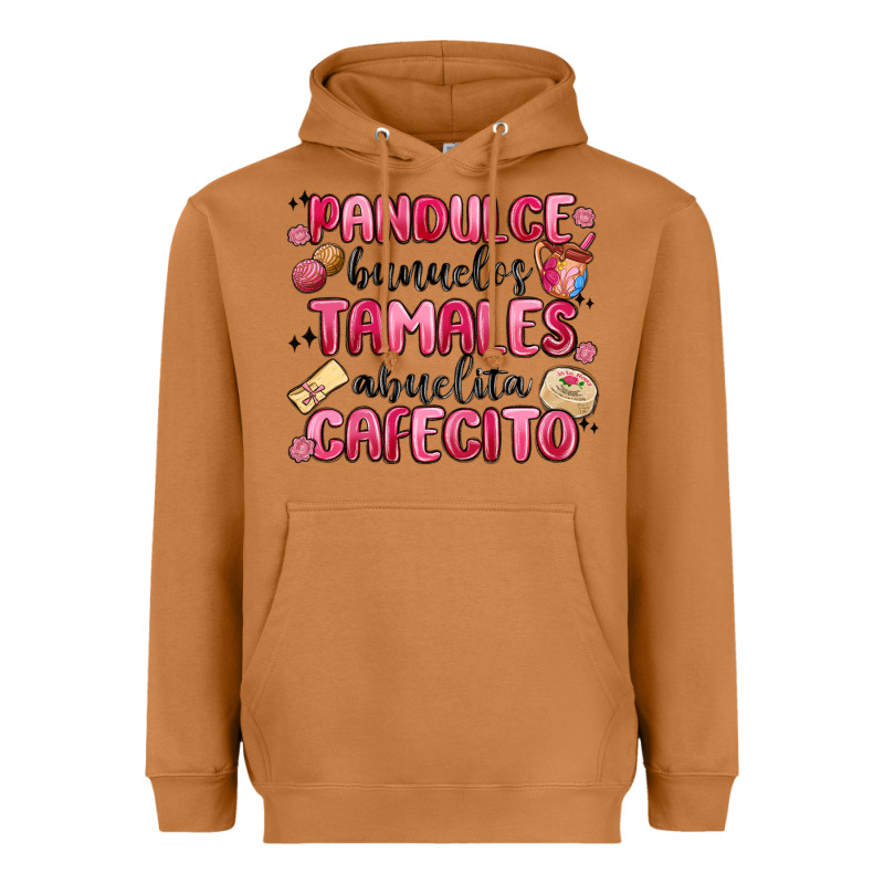 Pandulce Bunuelos Tamales Abuelita Cafecito Heavyweight Hoodie by MaliasSmallBusiness | Teevron