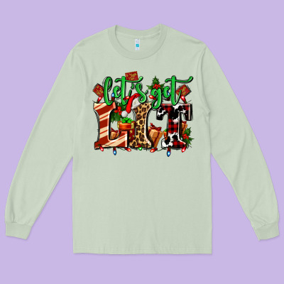 Lets Get Lit With Christmas Long Sleeve Tee Designed By Adodesignshop