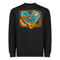 Black fall pattern heart with leopard background Heavyweight Sweatshirt - HRA Design Shop