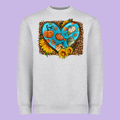 Fall Pattern Heart With Leopard Background Heavyweight Sweatshirt Designed By Hra Design Shop