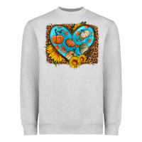 Heather Grey fall pattern heart with leopard background Heavyweight Sweatshirt - HRA Design Shop