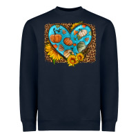 Navy fall pattern heart with leopard background Heavyweight Sweatshirt - HRA Design Shop