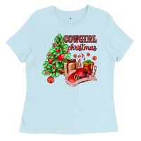Baby Blue Cowgirl Christmas Ladies Tee - AdoDesignShop