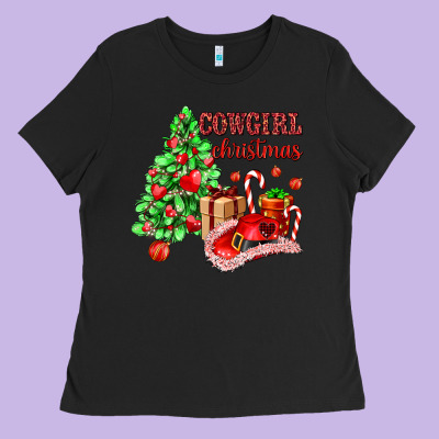Cowgirl Christmas Ladies Tee Designed By Adodesignshop