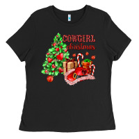 Black Cowgirl Christmas Ladies Tee - AdoDesignShop