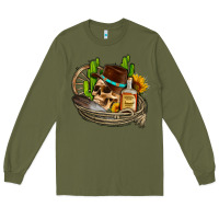 Army Green cowboy cactus  sunflowers whiskey Long Sleeve Tee - AdoDesignShop