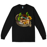 Black cowboy cactus  sunflowers whiskey Long Sleeve Tee - AdoDesignShop