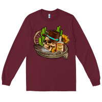 Burgundy cowboy cactus  sunflowers whiskey Long Sleeve Tee - AdoDesignShop