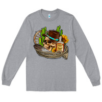 Heather Grey cowboy cactus  sunflowers whiskey Long Sleeve Tee - AdoDesignShop