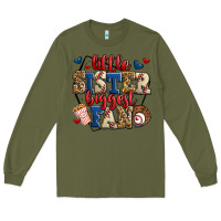 Army Green little sister biggest fan baseball Long Sleeve Tee - Jasminsmagicworld