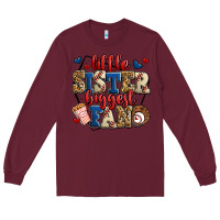 Burgundy little sister biggest fan baseball Long Sleeve Tee - Jasminsmagicworld