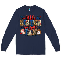 Navy little sister biggest fan baseball Long Sleeve Tee - Jasminsmagicworld