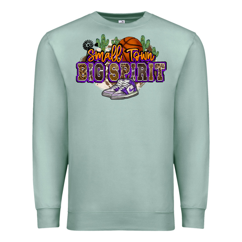 Small Town Big Spirit Basketball Premium Sweatshirt by NancyCooperArtShop | Teevron