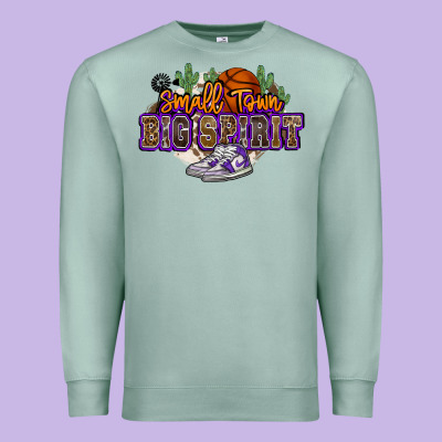 Small Town Big Spirit Basketball Premium Sweatshirt Designed By Nancycooperartshop