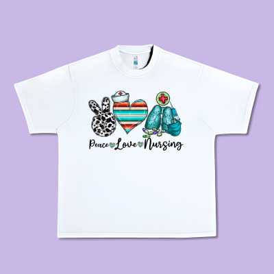 Peace Love Nursing Urban Heavy Tee Designed By Cowhidedigitalart