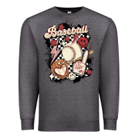 Charcoal Heather checkered retro baseball Premium Sweatshirt - MaliasSmallBusiness
