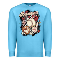 Ocean Blue checkered retro baseball Premium Sweatshirt - MaliasSmallBusiness