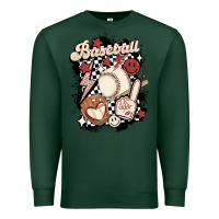 Sports Green checkered retro baseball Premium Sweatshirt - MaliasSmallBusiness