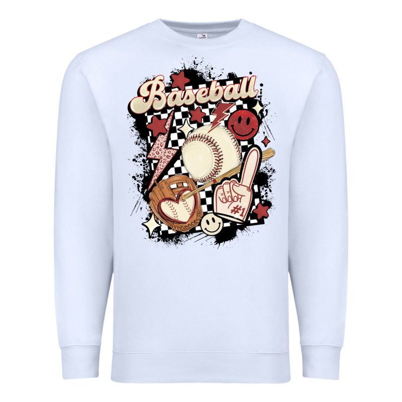 Checkered Retro Baseball Premium Sweatshirt by MaliasSmallBusiness | Teevron