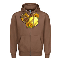 Chestnut Softball Heart With Sunflowers Zipper Hoodie - LillyAllenDesigns