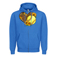 True Royal Softball Heart With Sunflowers Zipper Hoodie - LillyAllenDesigns