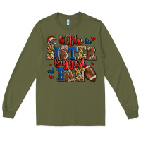 Army Green little sister biggest fan american football Long Sleeve Tee - Jasminsmagicworld