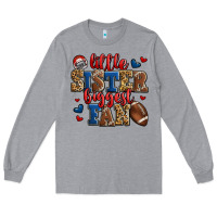 Heather Grey little sister biggest fan american football Long Sleeve Tee - Jasminsmagicworld