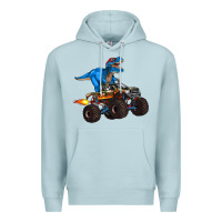 Blue Mist monster truck and  t rex dinosaur Premium Hoodie - Artiststas