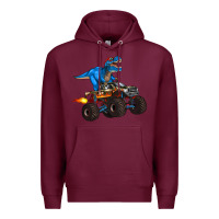 Burgundy monster truck and  t rex dinosaur Premium Hoodie - Artiststas