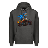 Charcoal Heather monster truck and  t rex dinosaur Premium Hoodie - Artiststas