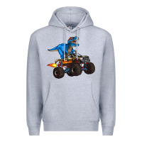 Heather Grey monster truck and  t rex dinosaur Premium Hoodie - Artiststas