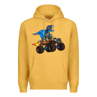 Mustard monster truck and  t rex dinosaur Premium Hoodie - Artiststas