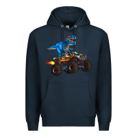 Navy monster truck and  t rex dinosaur Premium Hoodie - Artiststas