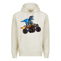 Oatmeal Heather monster truck and  t rex dinosaur Premium Hoodie - Artiststas