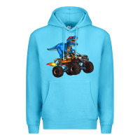 Ocean Blue monster truck and  t rex dinosaur Premium Hoodie - Artiststas