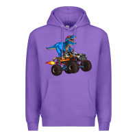 Purple monster truck and  t rex dinosaur Premium Hoodie - Artiststas