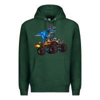 Sports Green monster truck and  t rex dinosaur Premium Hoodie - Artiststas