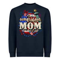 Navy American Mom 4th of July Heavyweight Sweatshirt - CowGirlArtShop